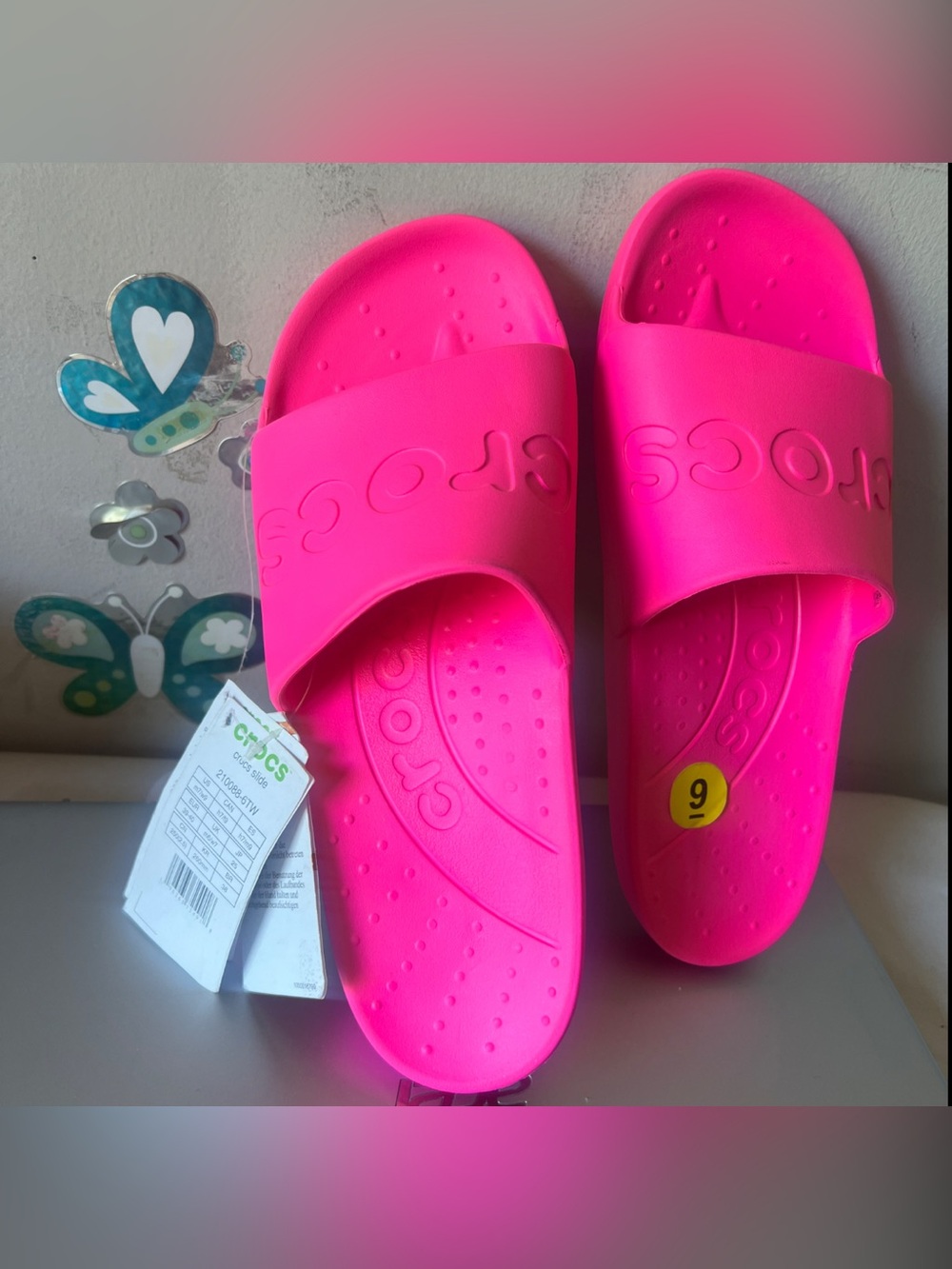 NEW Crocs SLIDE Sandals, Shower Shoes, Slip-Ons, Pink Crush, M7/W9